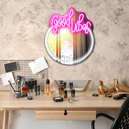 Good Vibes Mirror 5V Mini USB LED Neon Sign - Budget Friendly