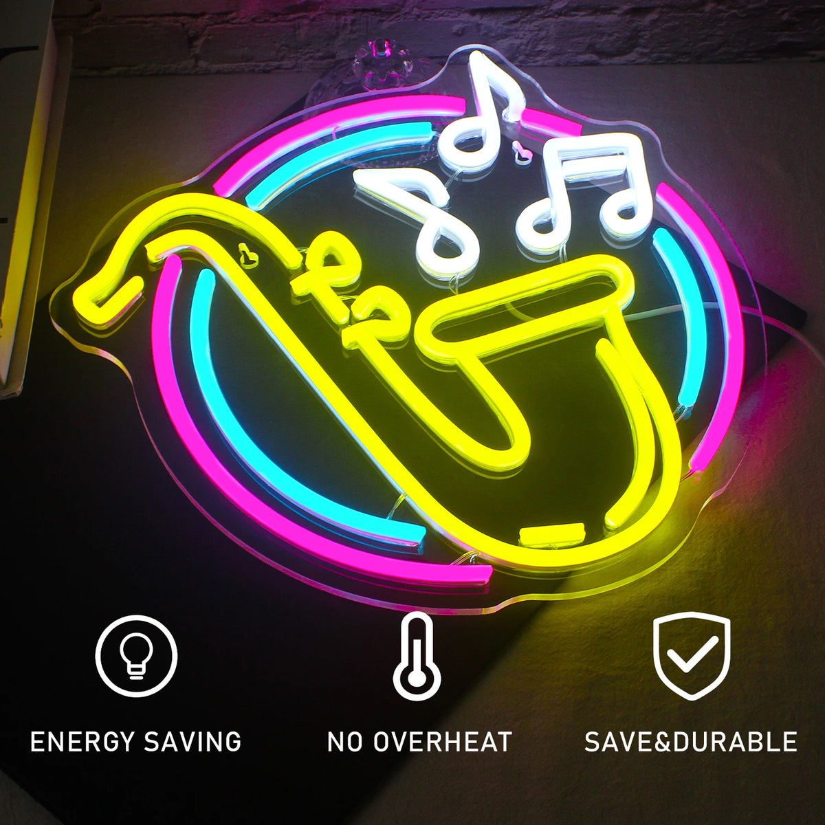 Saxofon – LED-Neonschild (5 V USB)