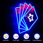 TAROT – Karten und Stern – LED-Neonschild (5 V USB)