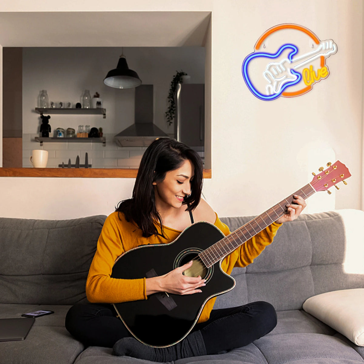 Live Music Guitar 5V USB LED Neon Sign - Budget Friendly