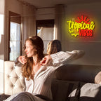 Tropical VIBES – Sonne und Vögel – LED-Neonschild (5 V USB)