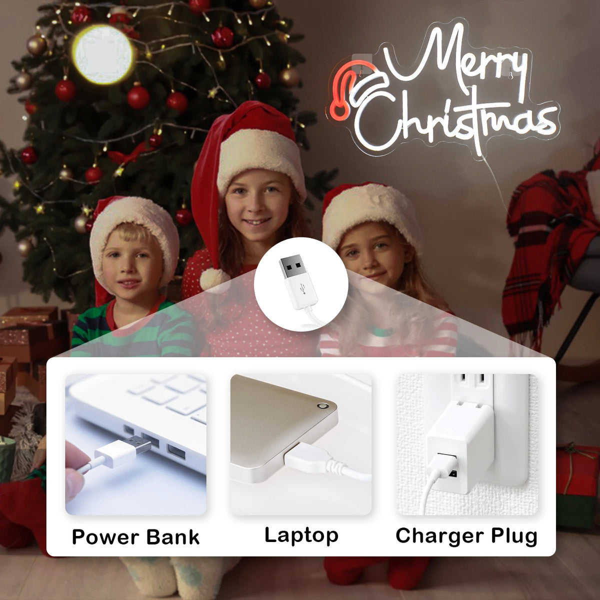 LED Frohe Weihnachten 5V USB LED Leuchtschild - Preisgünstig