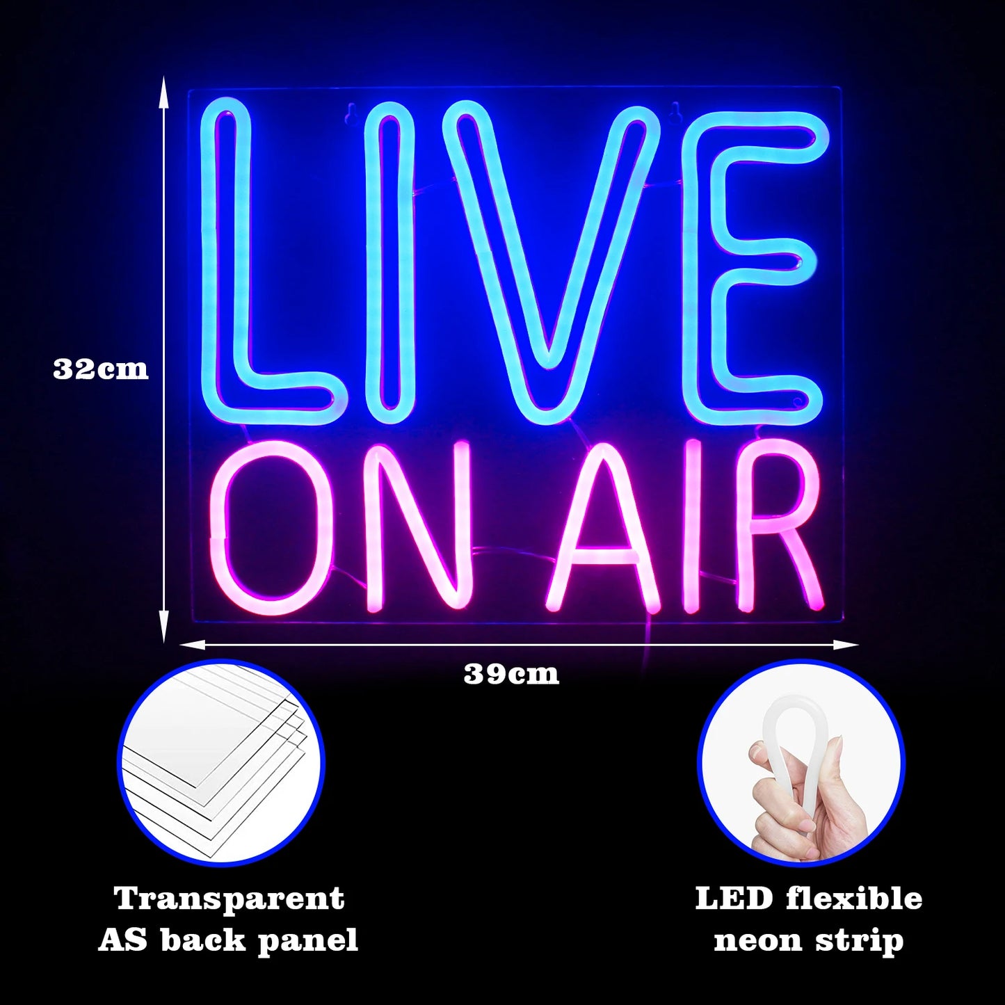 Live On Air 5V Mini USB LED Neon Sign - Budget Friendly