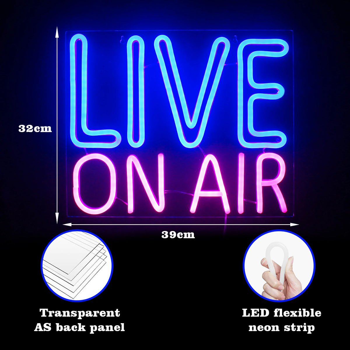 Live On Air 5V USB LED Neon Sign - Budget Friendly