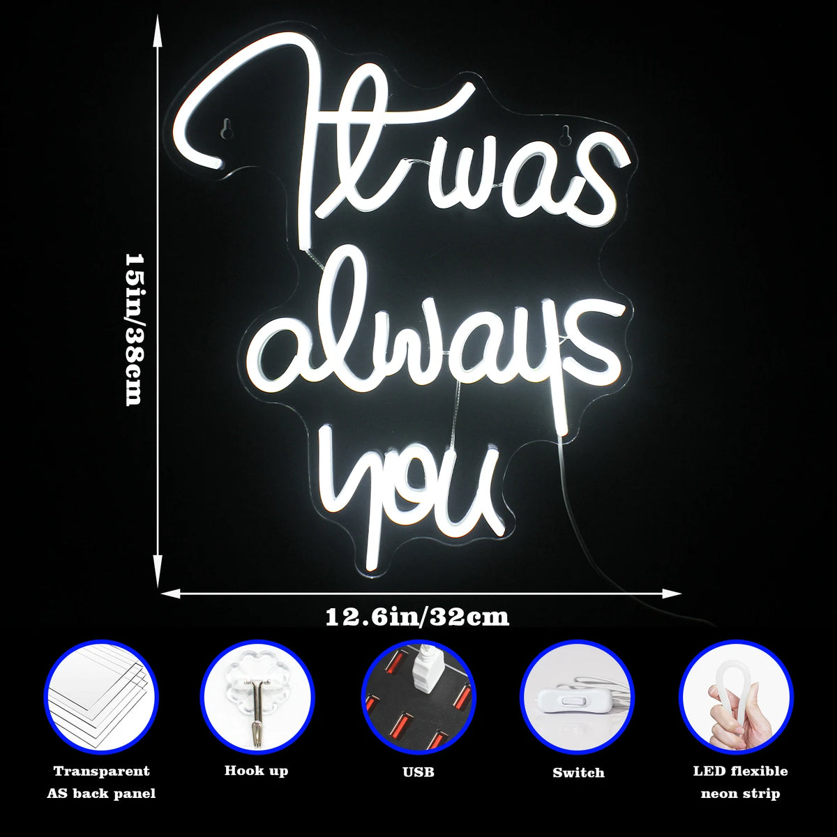 It Was Always You – LED-Neon-Schriftzug (5 V USB)