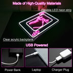 Damenkarte mit Frauensilhouette und Herzsymbol – LED-Neonschild (5 V USB)