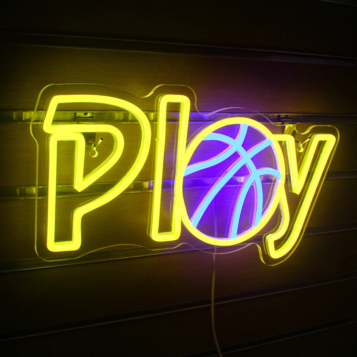 Play – Basketball anstelle des A – LED-Neonschild (5 V USB)