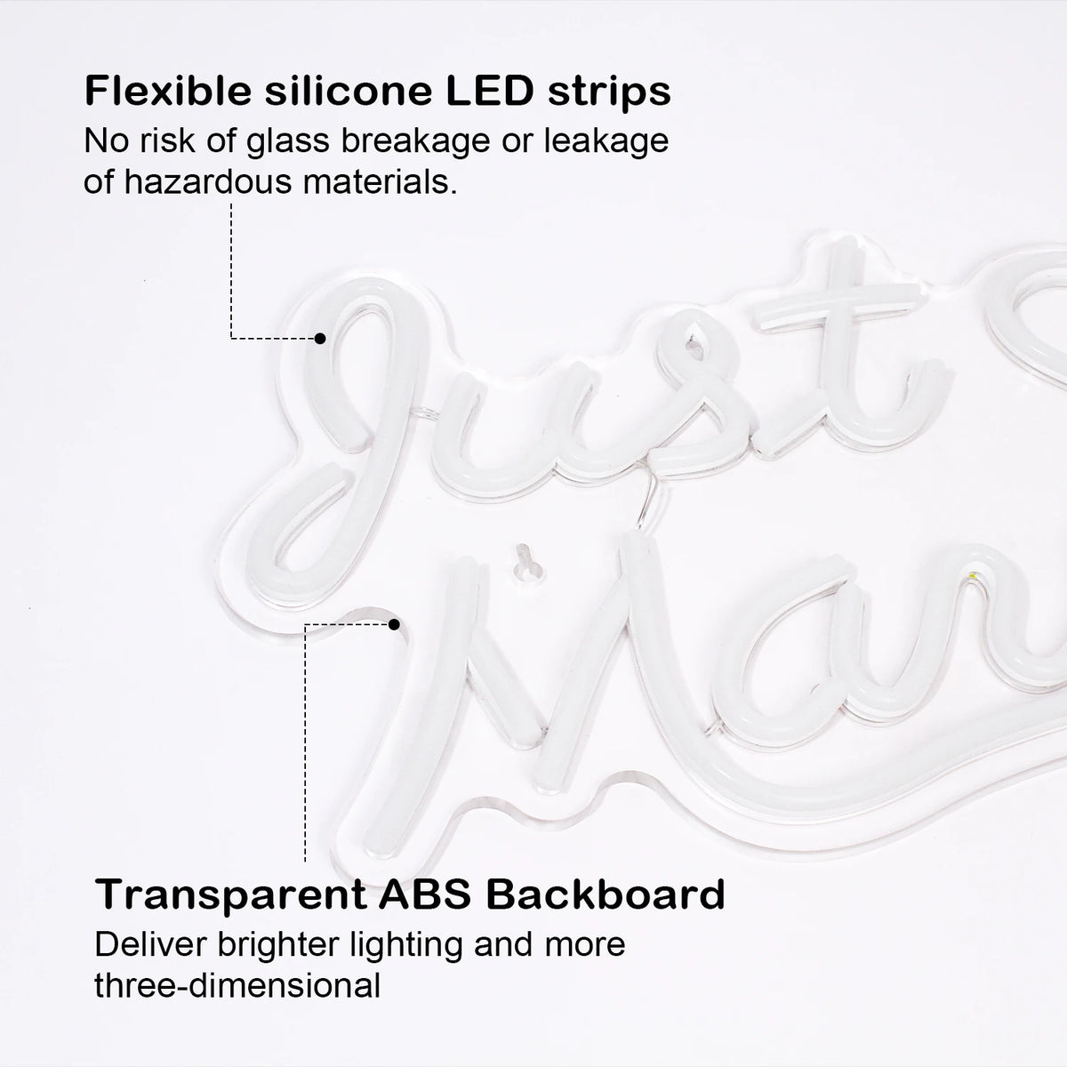 Just Married – Herz – LED-Neonschild (5 V USB)