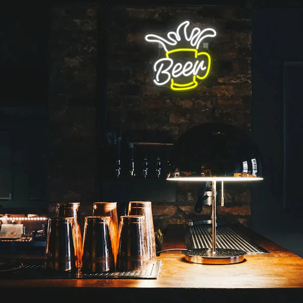 Beer – Schäumender Bierkrug – LED-Leuchtschild (5 V USB)