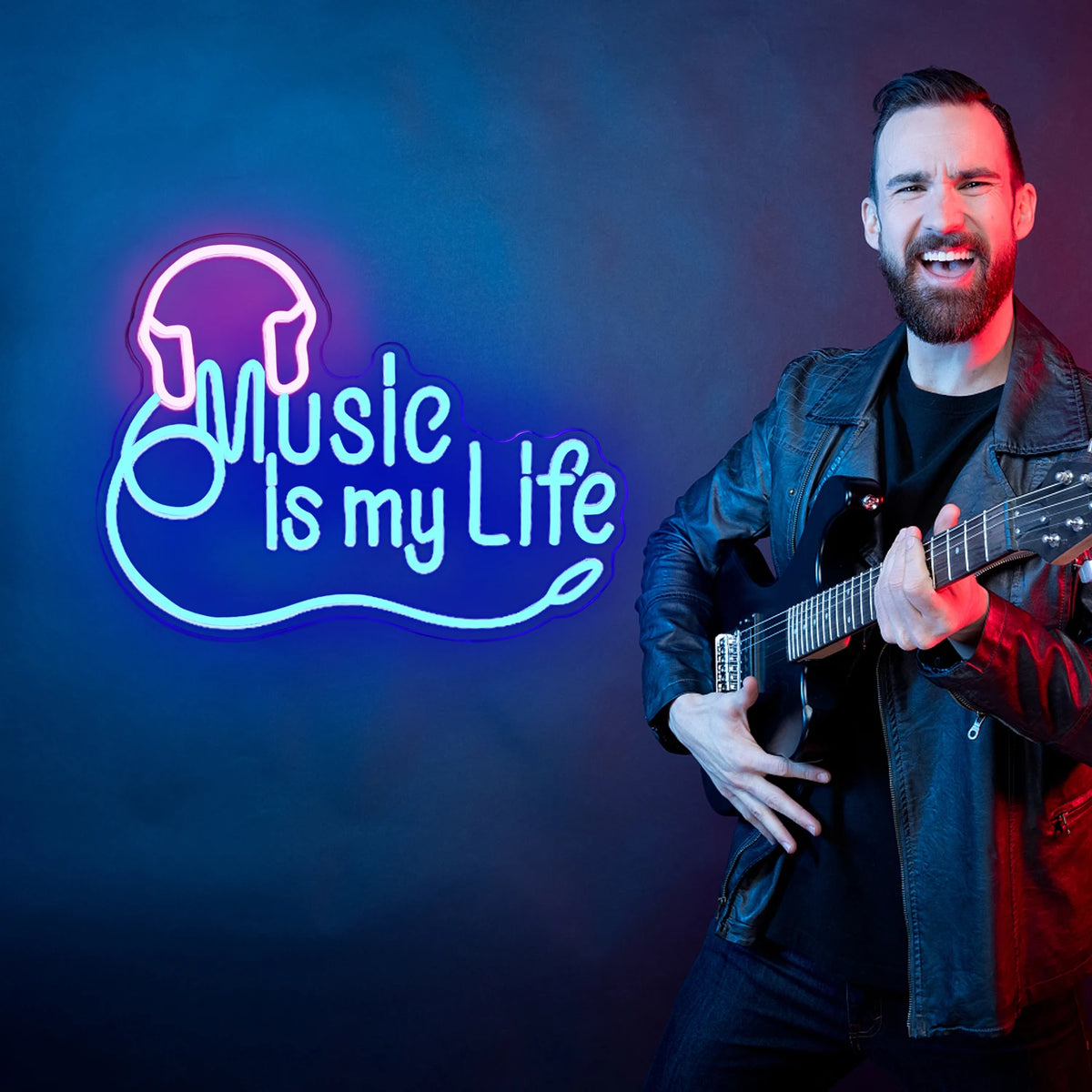Music is my Life – Kopfhörer – LED-Neonschild (5 V USB)