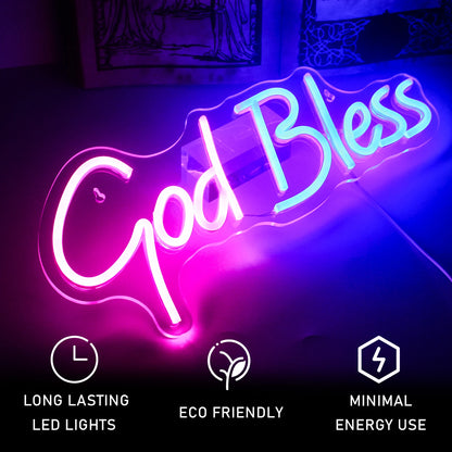 God Bless 5V Mini USB LED Neon Sign - Budget Friendly