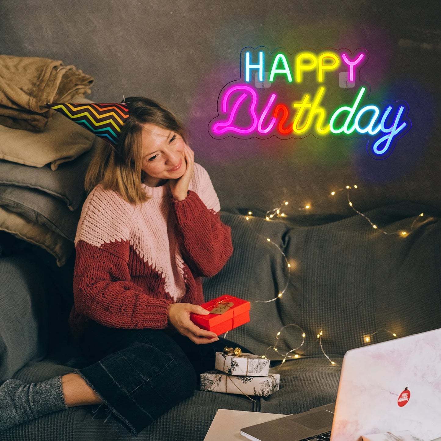 Happy Birthday 5V Mini USB LED Neon Sign - Budget Friendly