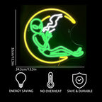 Mond und rauchender Außerirdischer – LED-Neonschild (5 V USB)