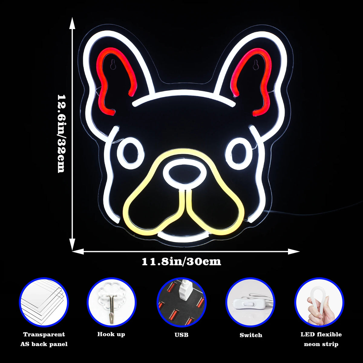Niedlicher Hund – LED-Neonschild (5 V USB)