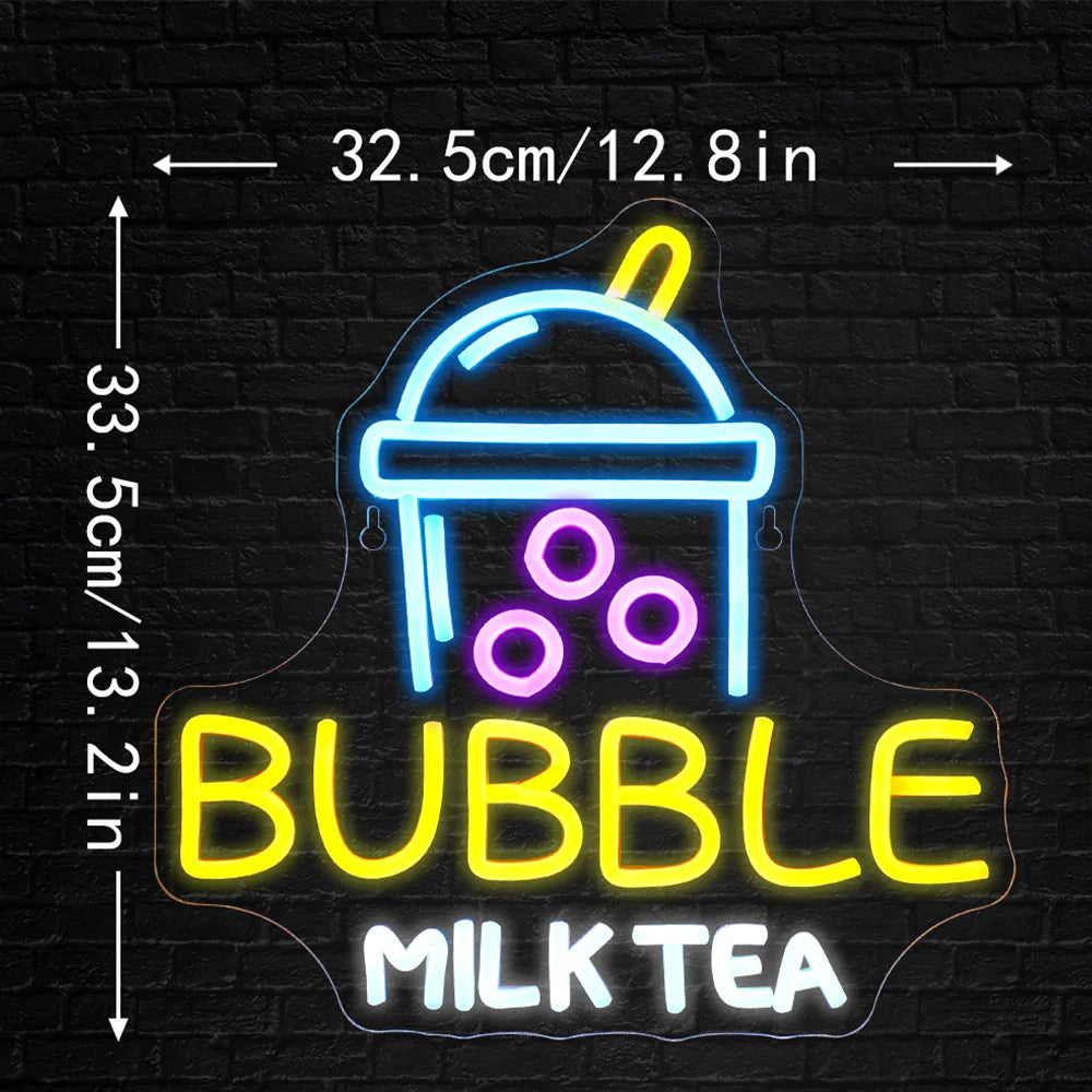 BUBBLE MILK TEA – Bubble-Tea-Becher – LED-Leuchtschild (5 V USB)