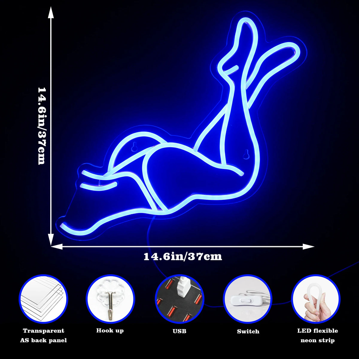 Frauenbeine – LED-Neonschild (5 V USB)