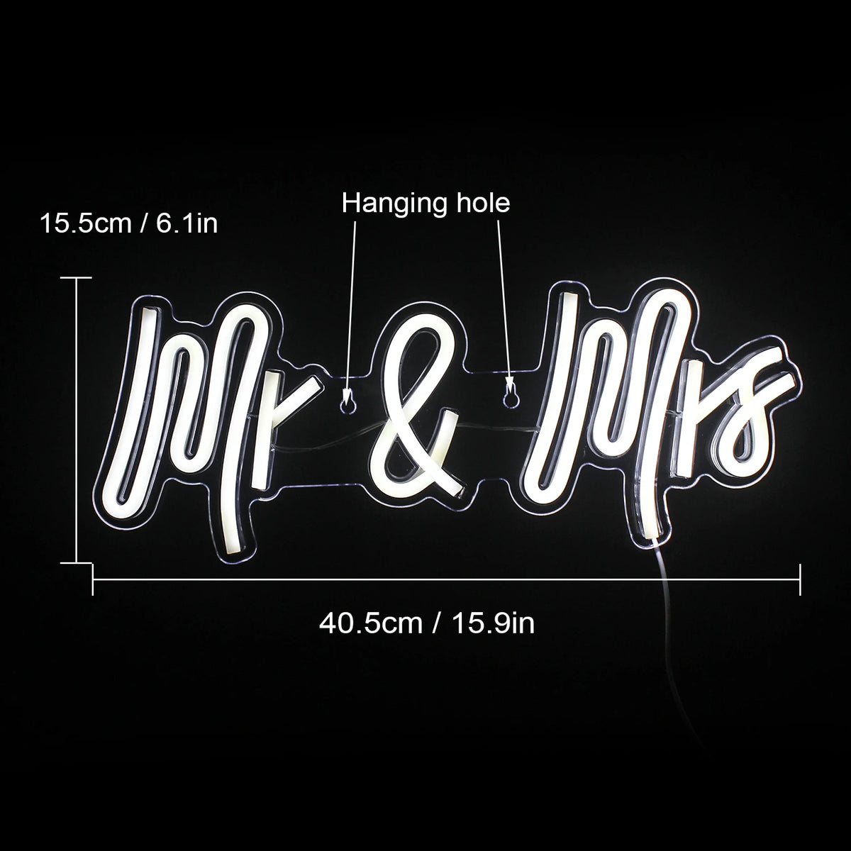 Mr & Mrs – LED-Neon-Schriftzug (5 V USB)