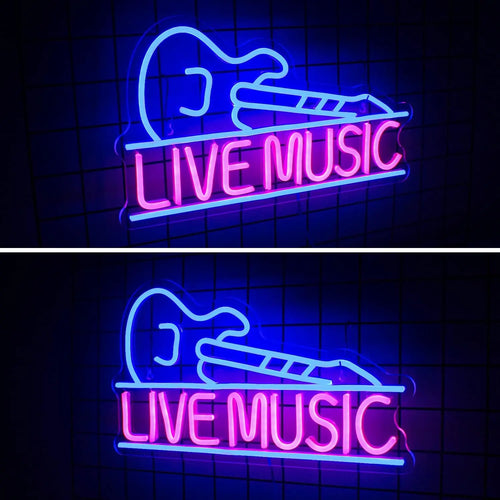 LIVE MUSIC – Gitarre – LED-Neonschild (5 V USB)