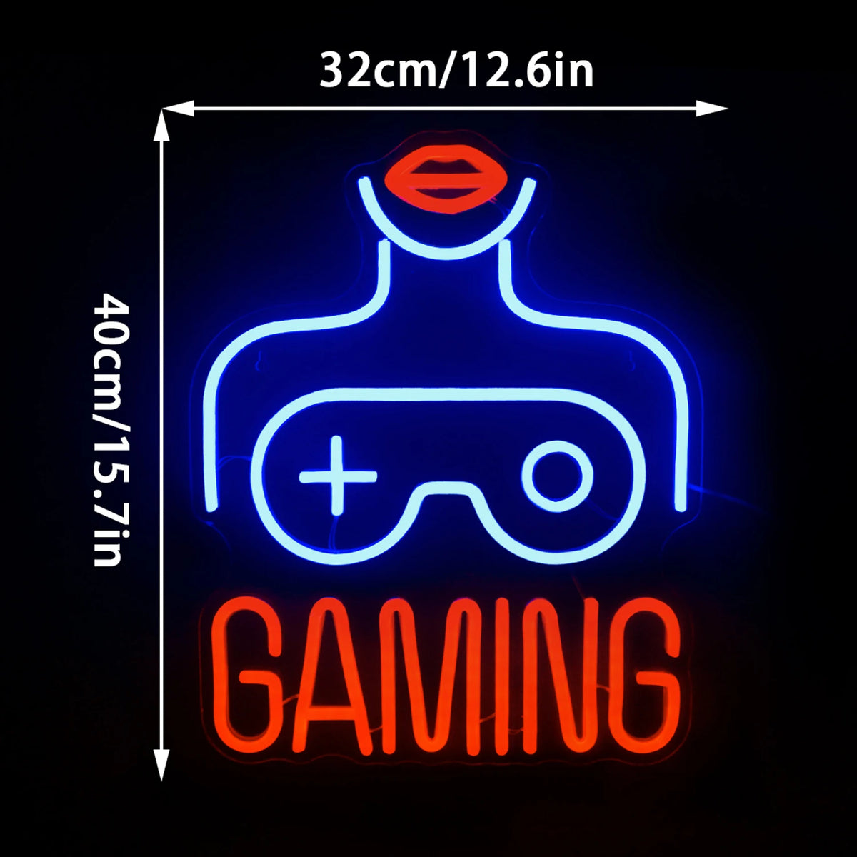 GAMING – Frau und Gamecontroller – LED-Neonschild (5 V USB)