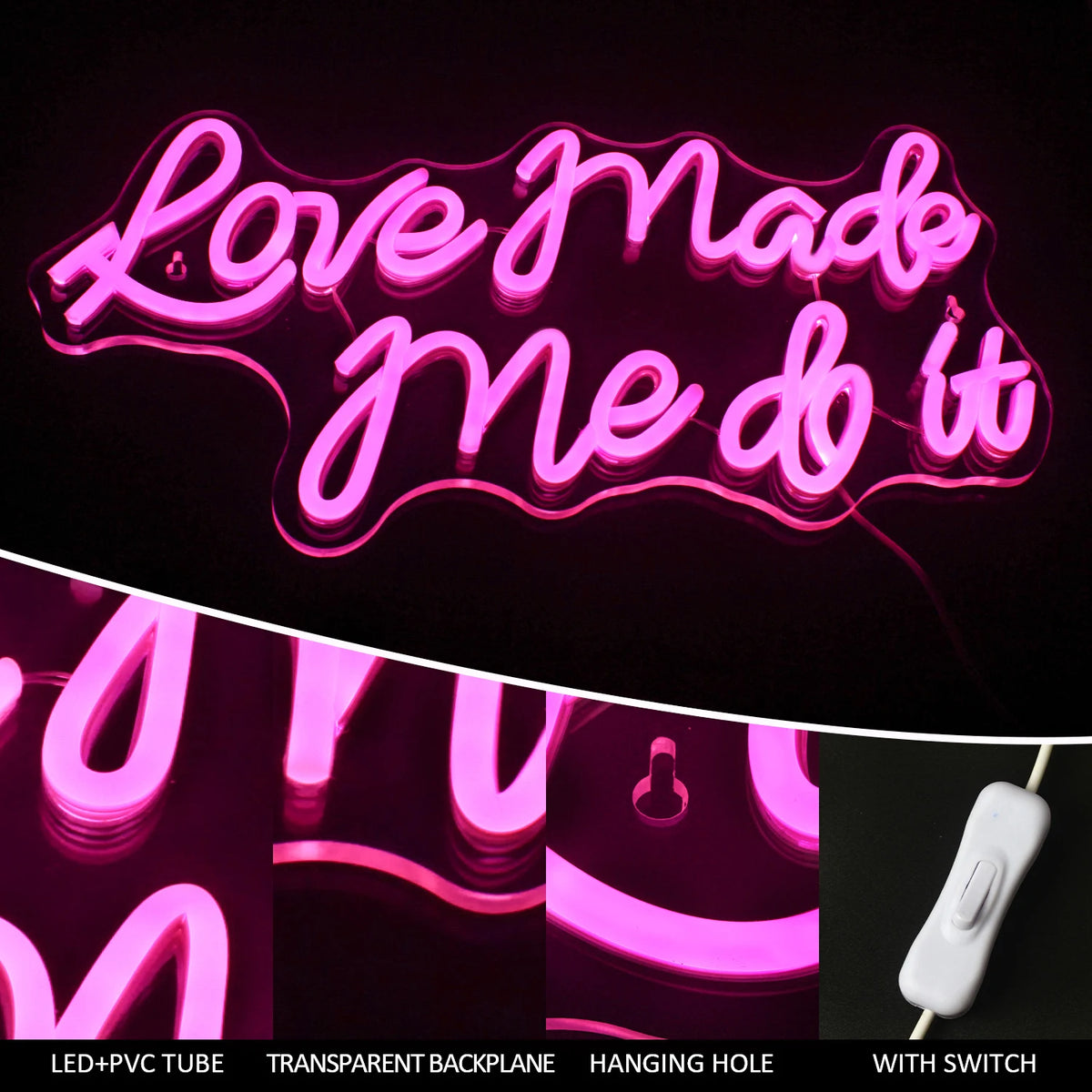 Love Made Me Do It – LED-Neon-Schriftzug (5 V USB)