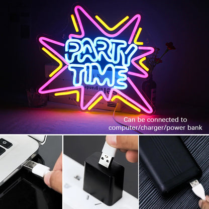 Party Time 5V Mini USB LED Neon Sign - Budget Friendly