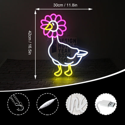 Pink White Duck 5V Mini USB LED Neon Sign - Budget Friendly