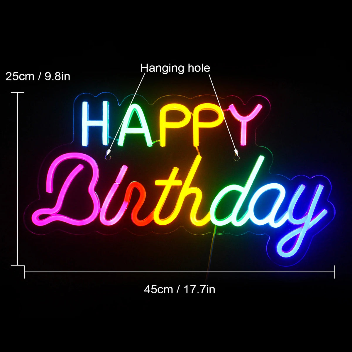 Happy Birthday – LED-Neon-Schriftzug (5 V USB)