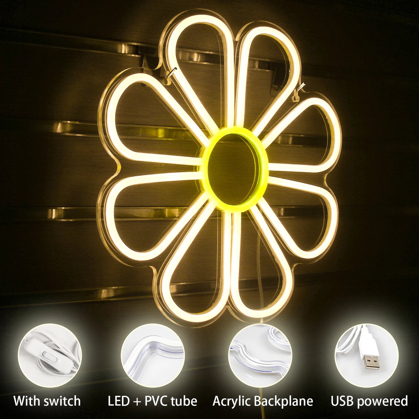 Flower 5V Mini USB LED Neon Sign - Budget Friendly