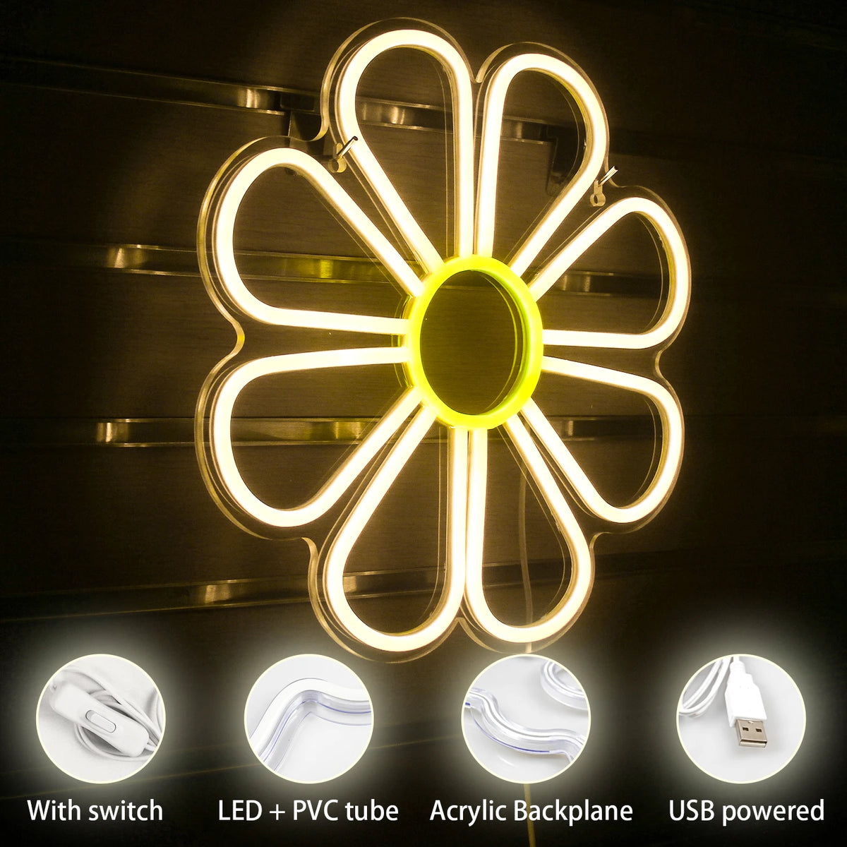 Flower 5V Mini USB LED Neonschild - Budgetfreundlich
