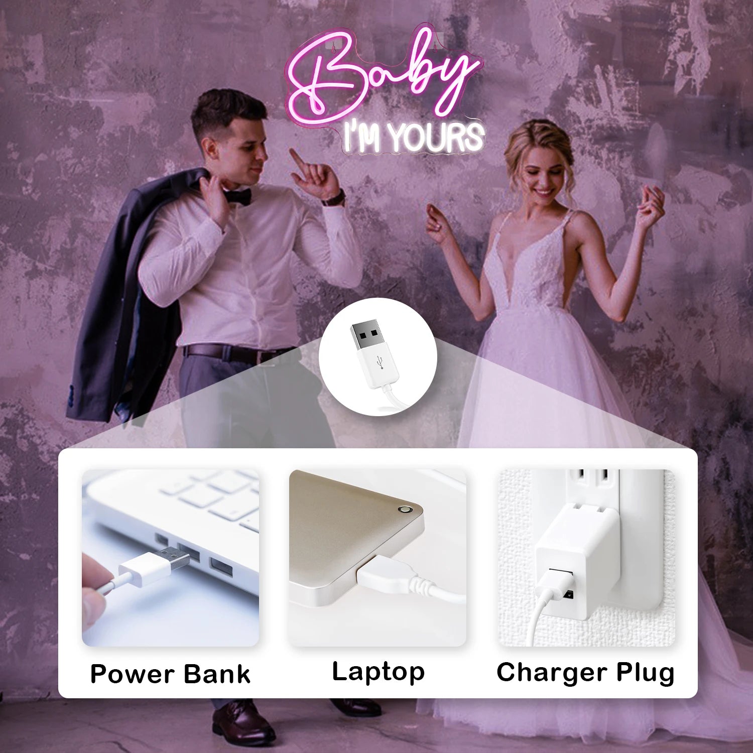 Baby I'm Yours 5V USB LED Neon Schild - Kostenfreundlich