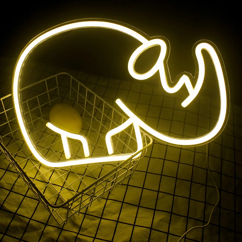 Nashorn – LED-Neonschild (5 V USB)