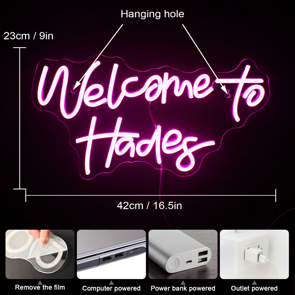 Welcome to Hades – LED-Neon-Schriftzug (5 V USB)