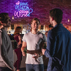 SAVE Water DRINK Wine – Weinglas und Tropfen – LED-Leuchtschild (5 V USB)