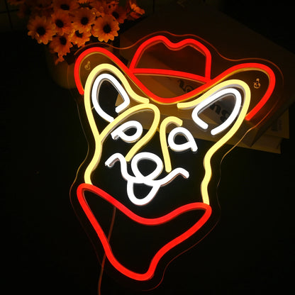 Corgi Cowboy 5V Mini USB LED Neon Sign - Budget Friendly