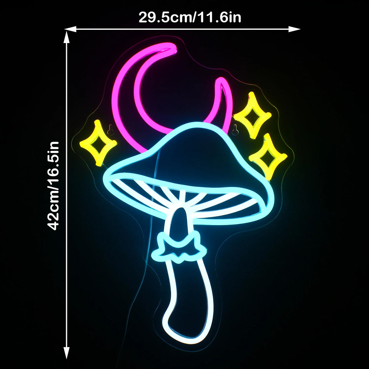 Stern, Mond und Pilz – LED-Neonschild (5 V USB)