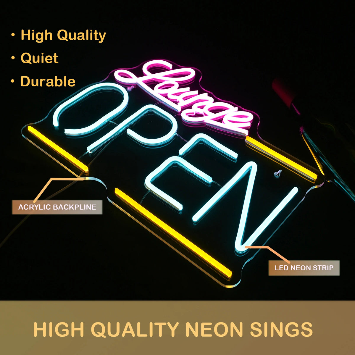 Lounge Open 5V USB LED Neon Sign - Budget Friendly