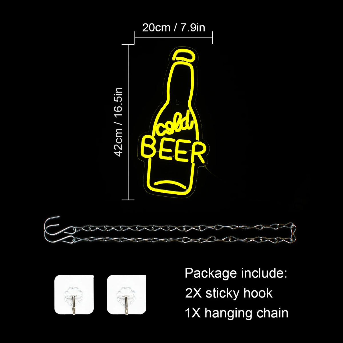 Cold Beer – Bierflasche – LED-Leuchtschild (5 V USB)