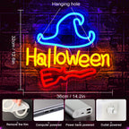 Halloween – Hexe auf Besen – LED-Neonschild (5 V USB)
