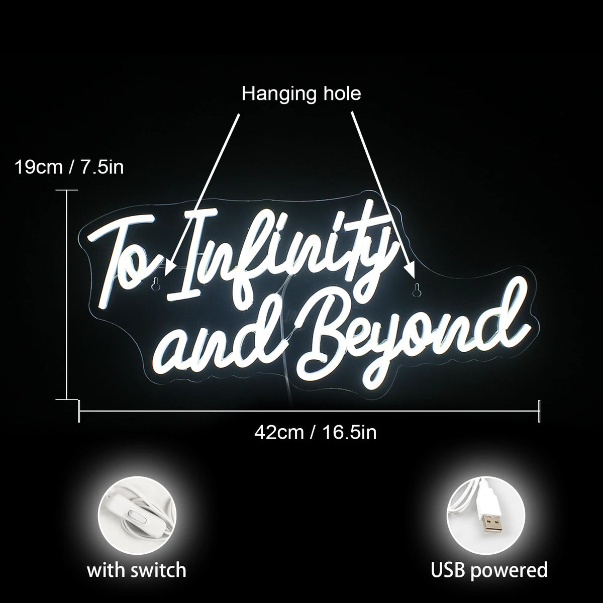 To Infinity and Beyond 5V USB LED Neon Sign - Budget Friendly