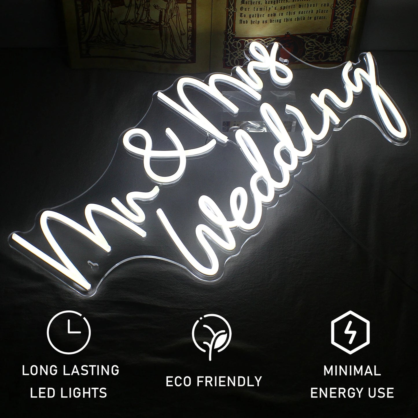 Mr&Mrs Wedding 5V Mini USB LED Neon Sign - Budget Friendly