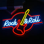 Rock & Roll – Gitarre – LED-Neonschild (5 V USB)