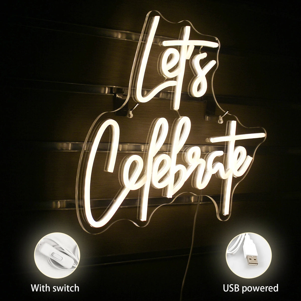 Let's Celebrate – LED-Neon-Schriftzug (5 V USB)