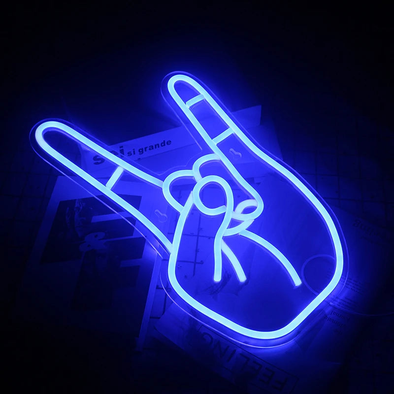 Rock-Handzeichen – LED-Neonschild (5 V USB)