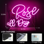 Rose all Day – LED-Leuchtschild (5 V USB)
