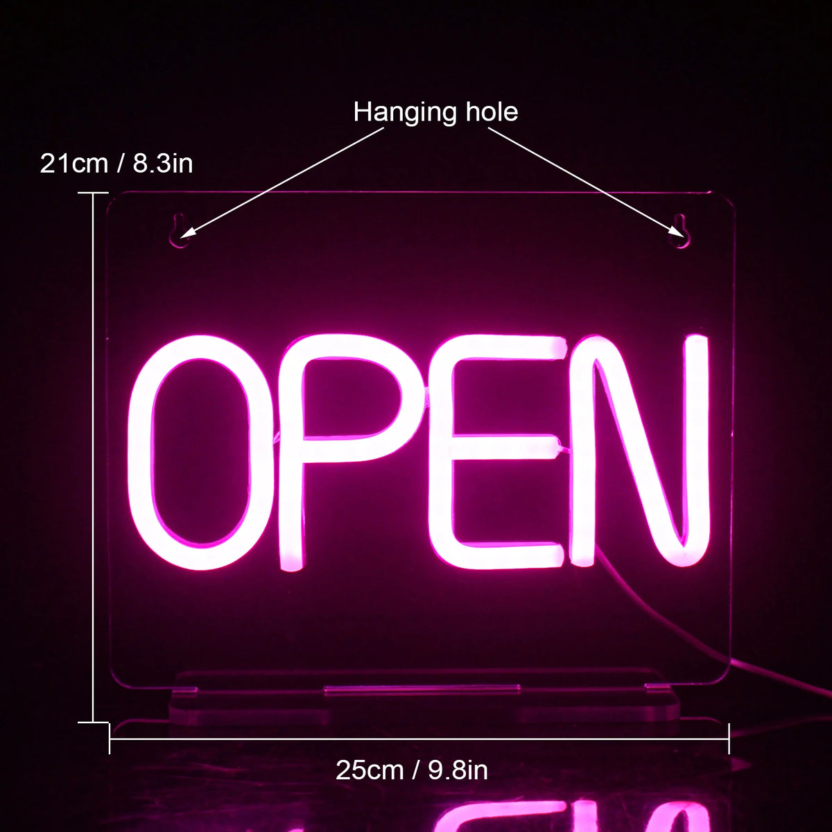 Open – Blockschrift – LED-Leuchtschild (5 V USB)