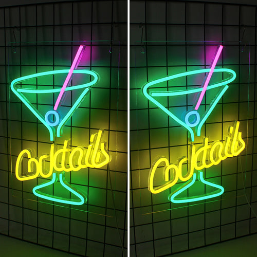 Cocktails – Grünes Cocktailglas – LED-Leuchtschild (5 V USB)