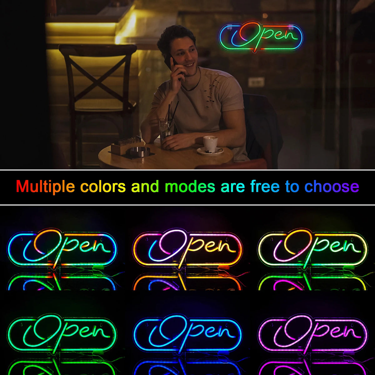 RGB Open – LED-Neonschild (5 V USB)