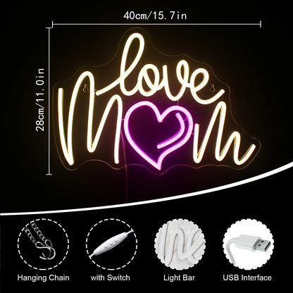 Love Mom 5V Mini USB LED Neon Sign - Budget Friendly