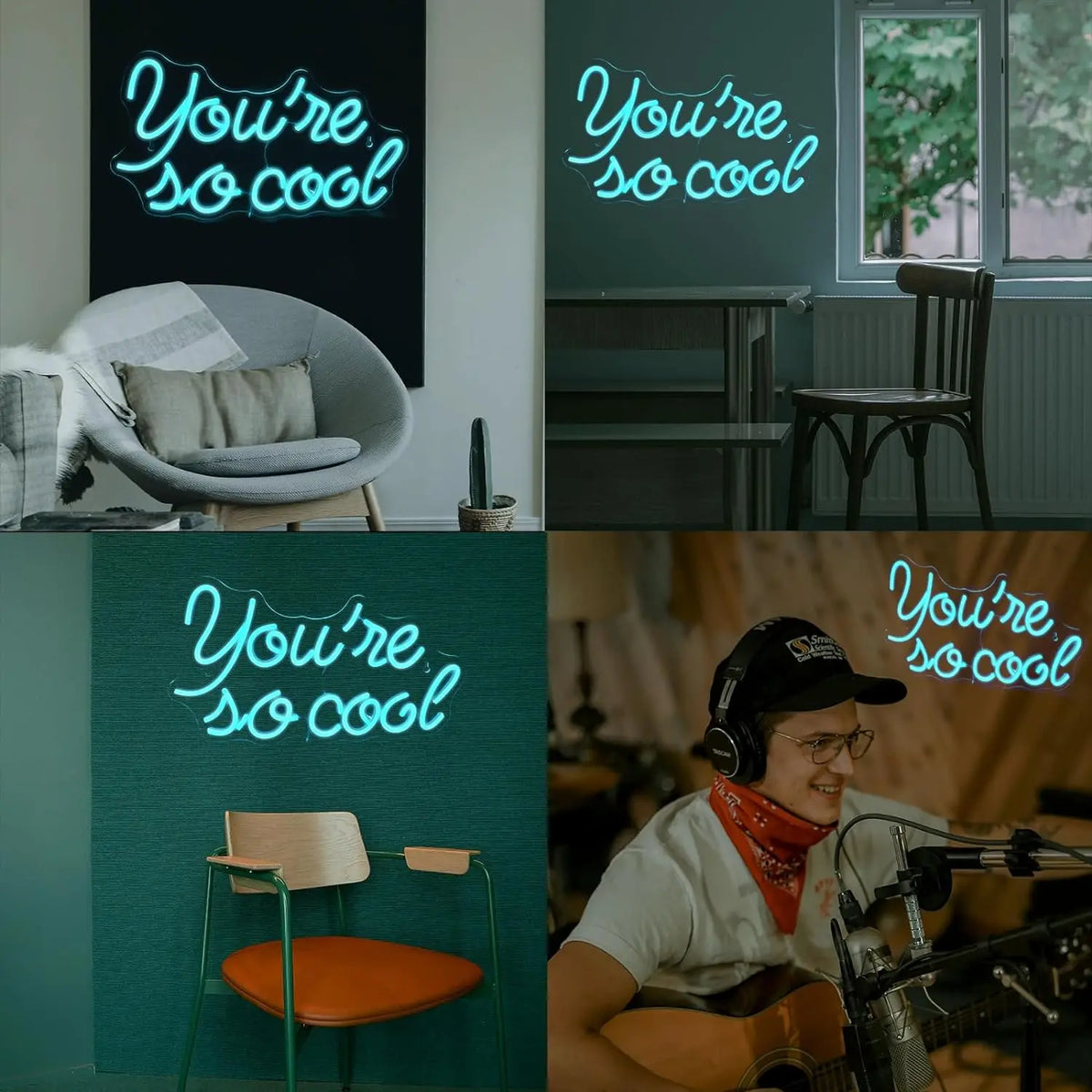 You're so cool – Eisblaue Buchstaben – LED-Neon-Schriftzug (5 V USB)