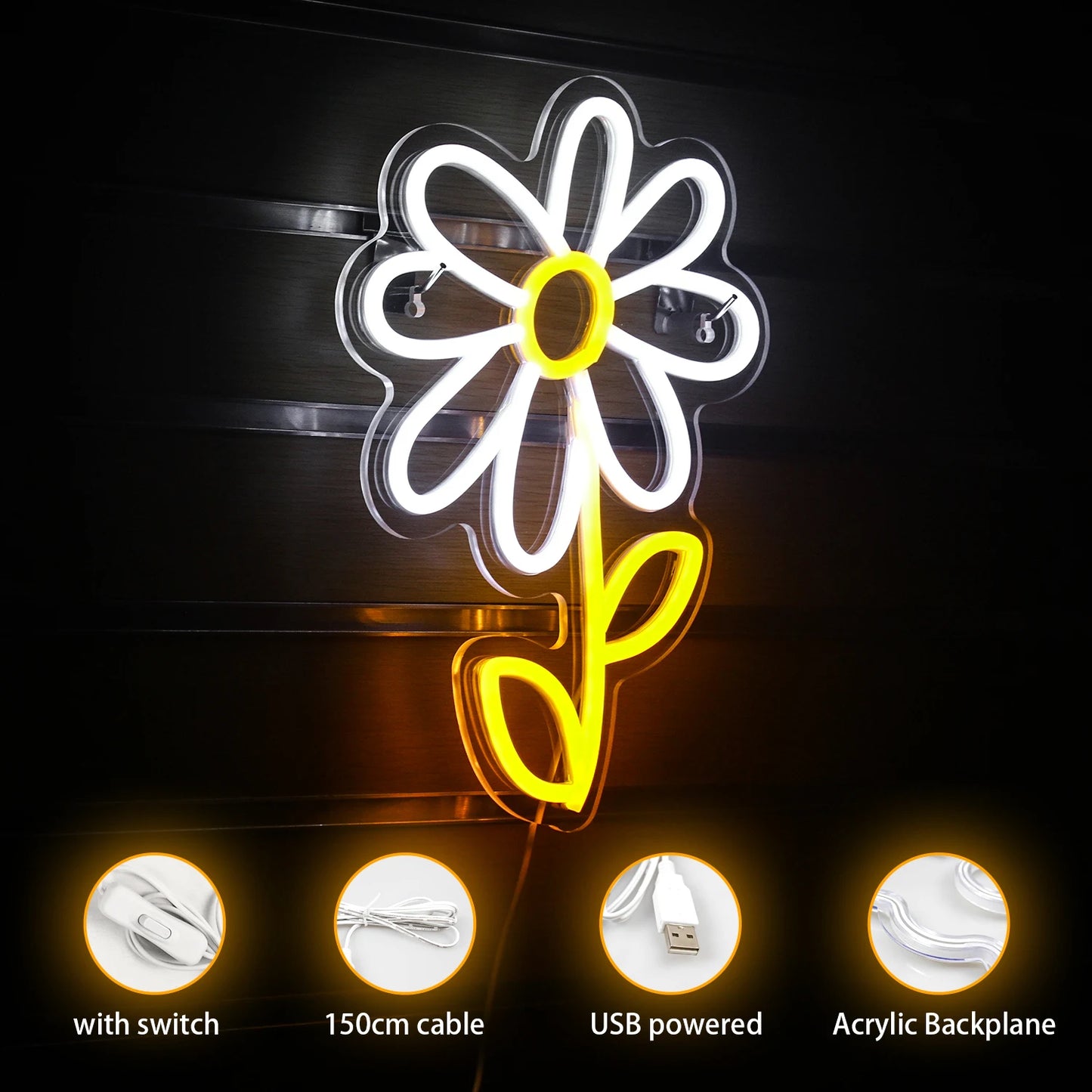 Niedliches Cartoon Gänseblümchen 5V USB LED Neon Schild - Preisgünstig